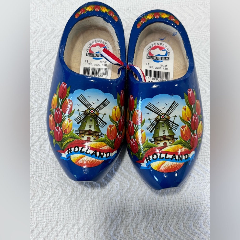 Kids Blue Clogs with Windmill and Tulip Design